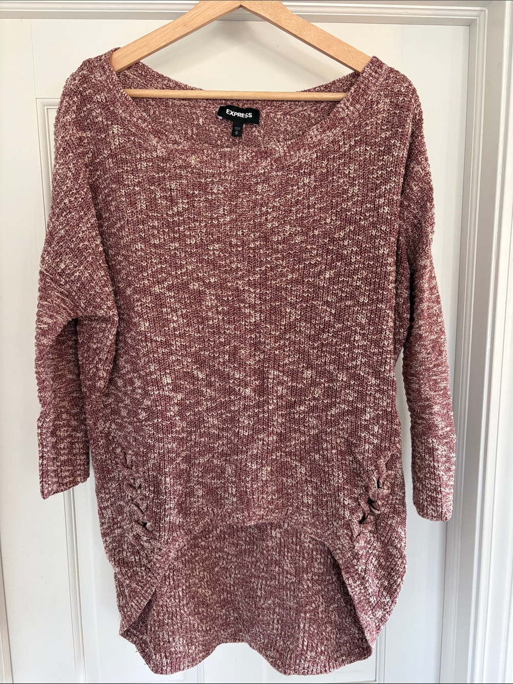 Express Marled Mauve Scoop Neck Sweater Tunic